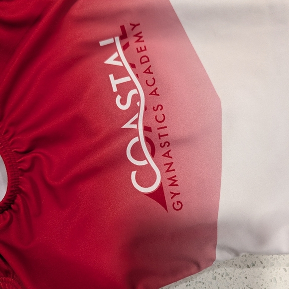 CHRISTMAS KBee Child Medium 9/10 Gymnastics Dance Leotard Red SNOWFLAKE SEQUINS - Picture 4 of 5